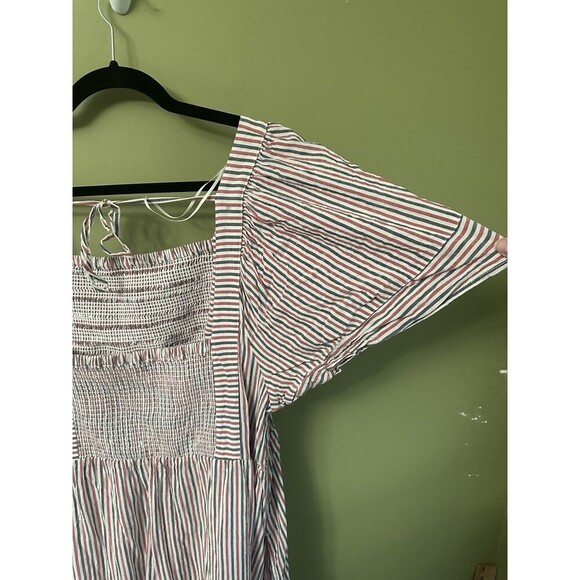 Babydoll Maxi Dress Size XXL Milkmaid Embroidered Red White & Blue Smocked - Picture 3 of 12